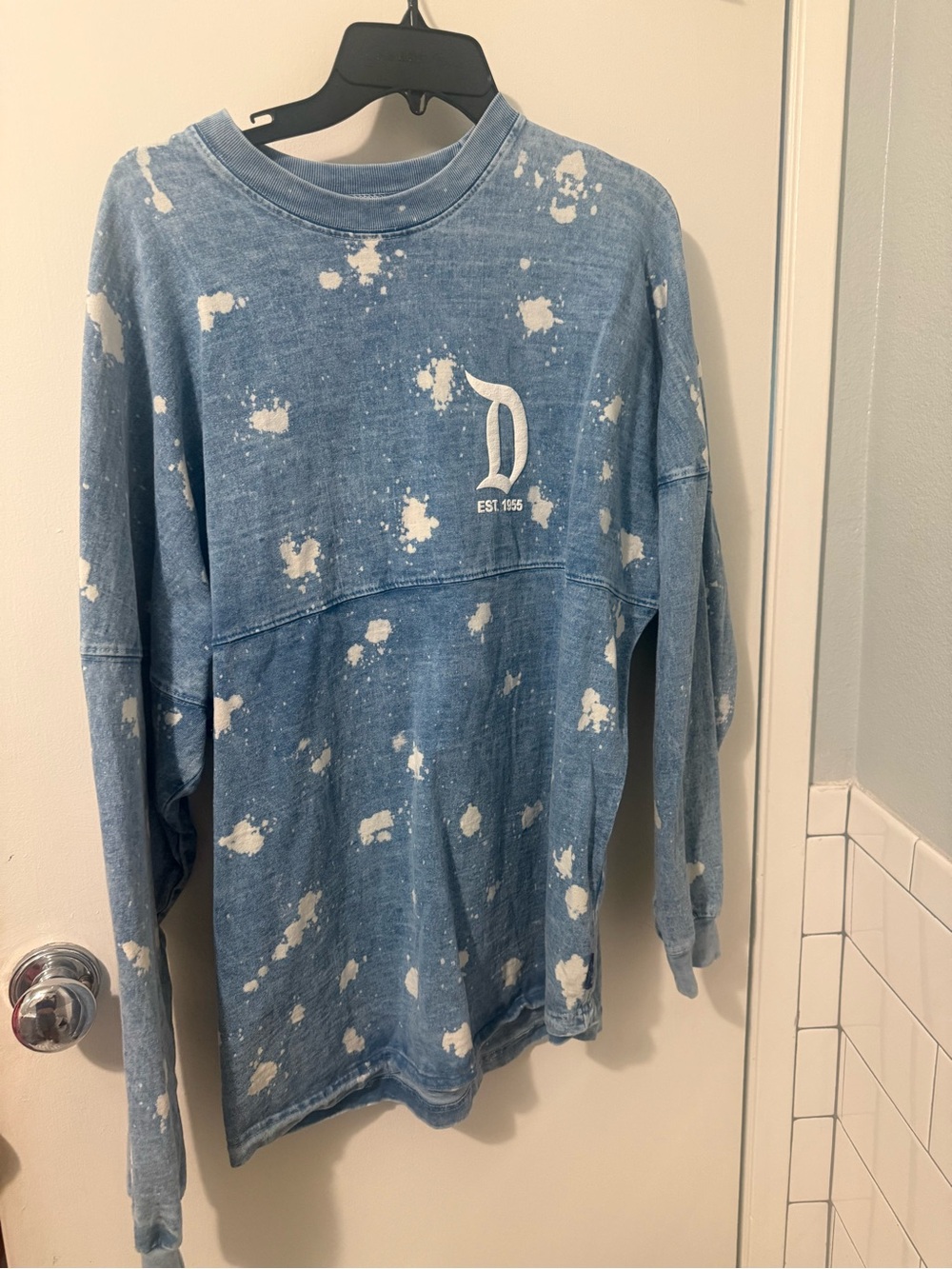 Disney Blue Bleach-Splatter Long Sleeve Sweatshirt